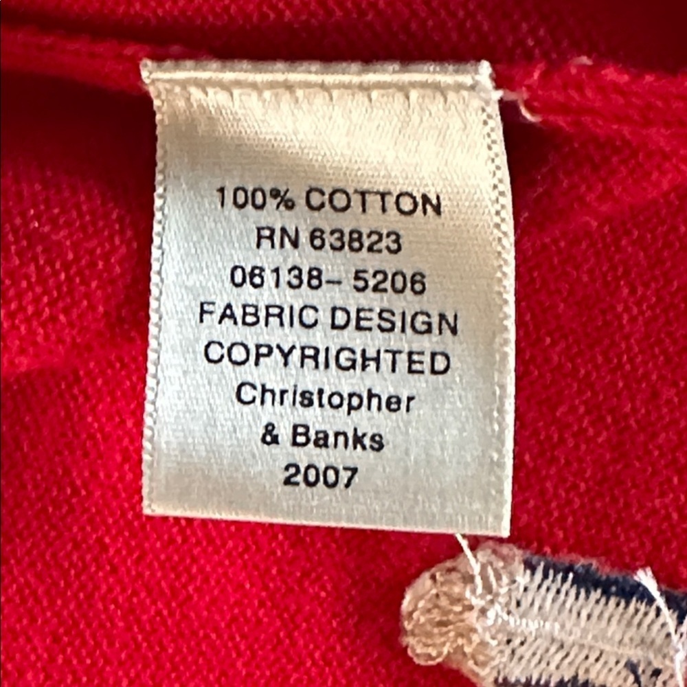 Vintage Christopher Banks Red Christmas Present Cardigan Cotton Sweater Size M - Picture 8 of 8